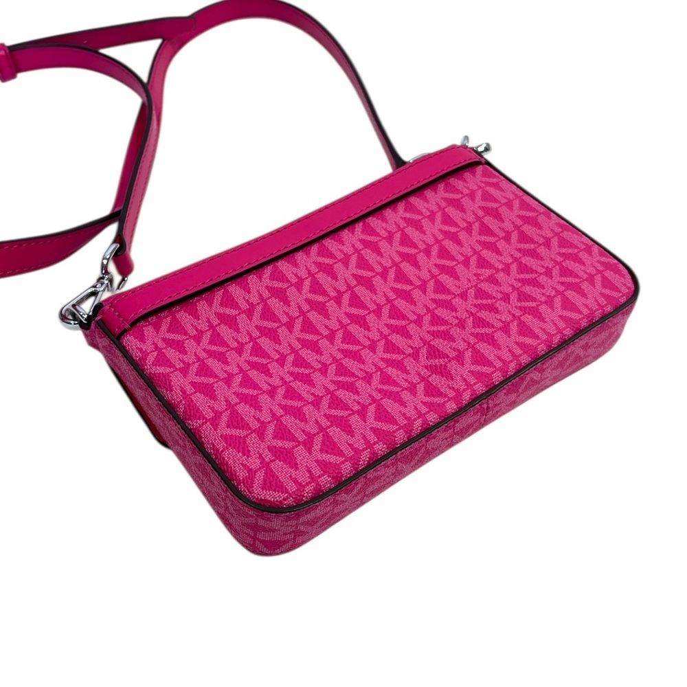 Michael Kors Jetsetter Small Crossbody Logo Bag in Electric Pink - Picture 4 of 7